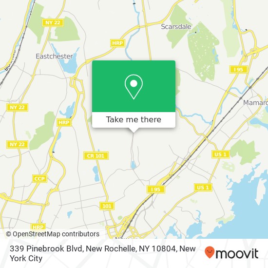 Mapa de 339 Pinebrook Blvd, New Rochelle, NY 10804
