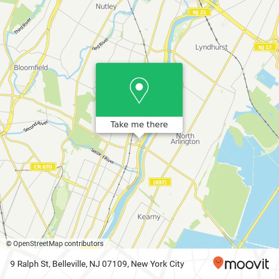 Mapa de 9 Ralph St, Belleville, NJ 07109