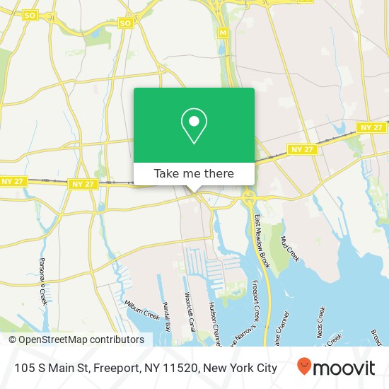 Mapa de 105 S Main St, Freeport, NY 11520