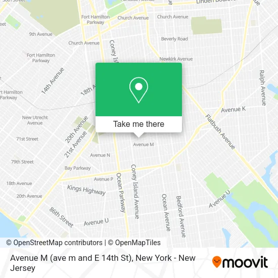 Avenue M (ave m and E 14th St) map