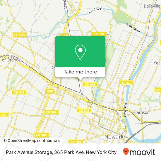 Mapa de Park Avenue Storage, 365 Park Ave