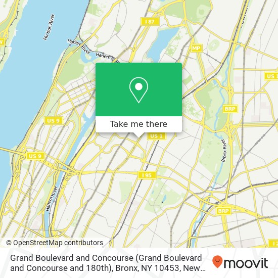Mapa de Grand Boulevard and Concourse (Grand Boulevard and Concourse and 180th), Bronx, NY 10453