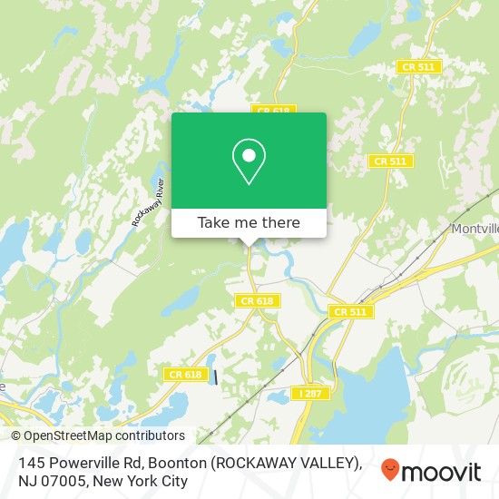 Mapa de 145 Powerville Rd, Boonton (ROCKAWAY VALLEY), NJ 07005