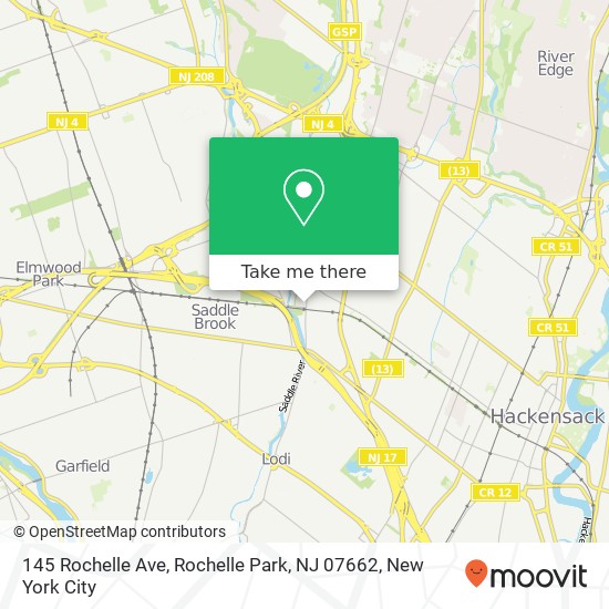Mapa de 145 Rochelle Ave, Rochelle Park, NJ 07662