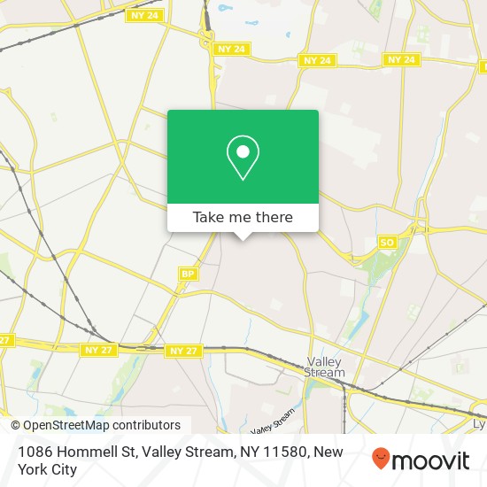 Mapa de 1086 Hommell St, Valley Stream, NY 11580