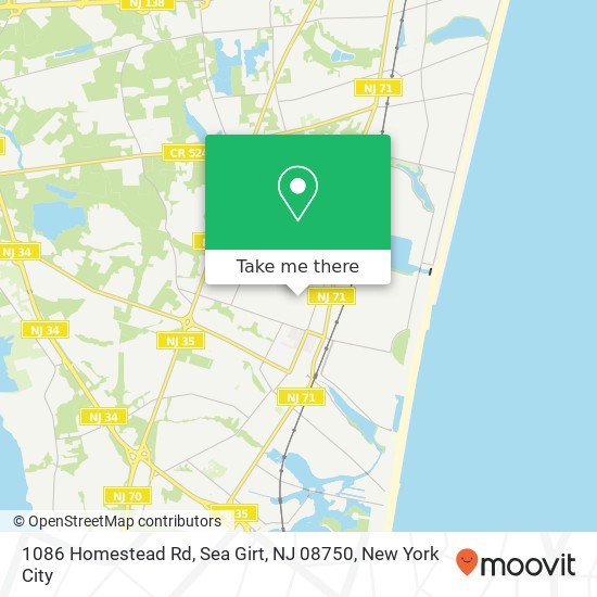 Mapa de 1086 Homestead Rd, Sea Girt, NJ 08750