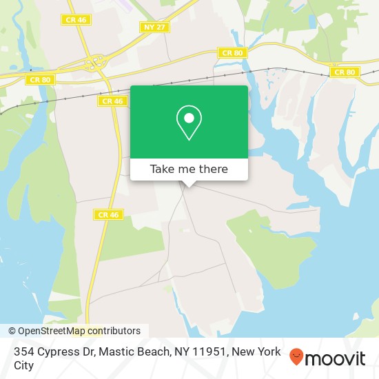 Mapa de 354 Cypress Dr, Mastic Beach, NY 11951