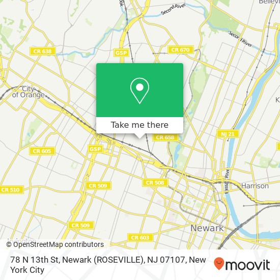 78 N 13th St, Newark (ROSEVILLE), NJ 07107 map