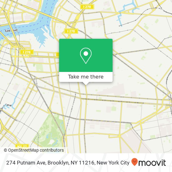 Mapa de 274 Putnam Ave, Brooklyn, NY 11216