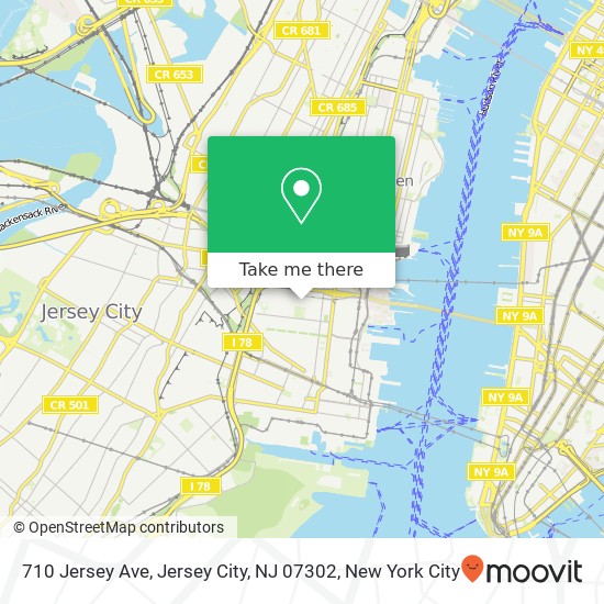 Mapa de 710 Jersey Ave, Jersey City, NJ 07302