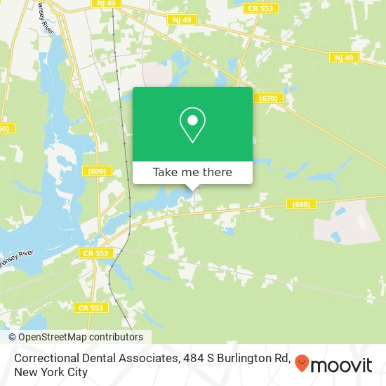 Correctional Dental Associates, 484 S Burlington Rd map