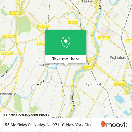 Mapa de 55 McKinley St, Nutley, NJ 07110