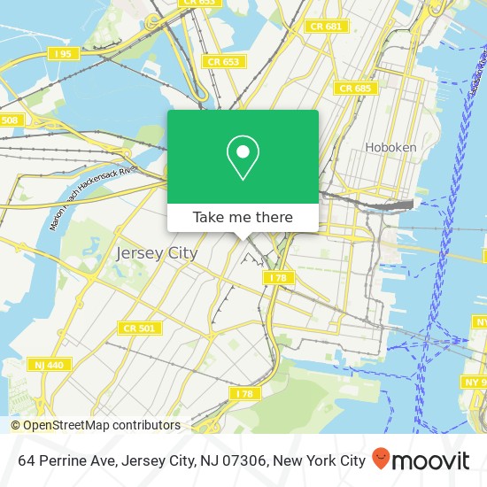 Mapa de 64 Perrine Ave, Jersey City, NJ 07306