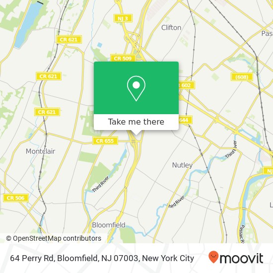 Mapa de 64 Perry Rd, Bloomfield, NJ 07003