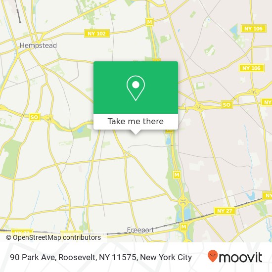 Mapa de 90 Park Ave, Roosevelt, NY 11575