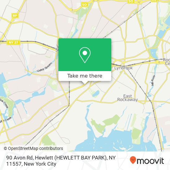 Mapa de 90 Avon Rd, Hewlett (HEWLETT BAY PARK), NY 11557