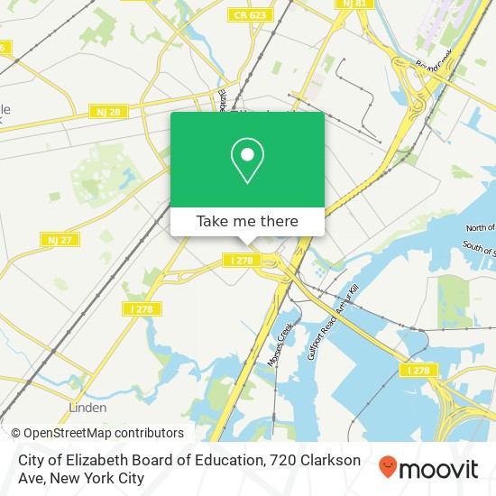 Mapa de City of Elizabeth Board of Education, 720 Clarkson Ave