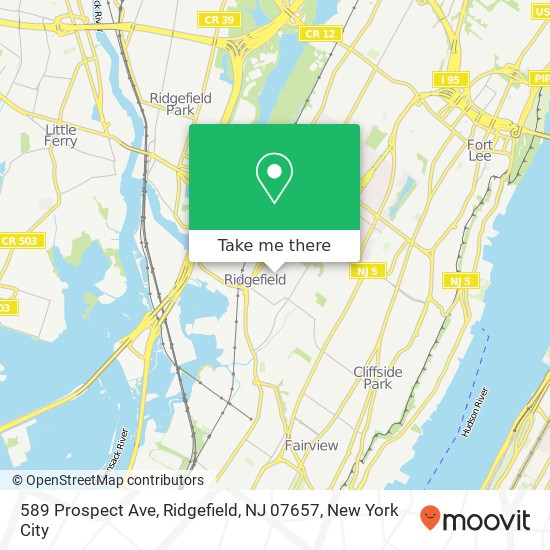 Mapa de 589 Prospect Ave, Ridgefield, NJ 07657