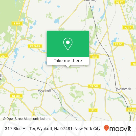 Mapa de 317 Blue Hill Ter, Wyckoff, NJ 07481