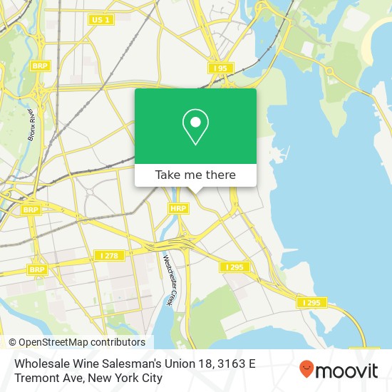 Mapa de Wholesale Wine Salesman's Union 18, 3163 E Tremont Ave