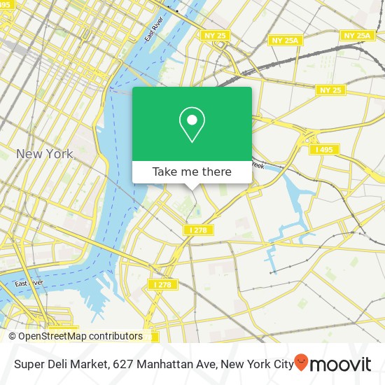 Mapa de Super Deli Market, 627 Manhattan Ave