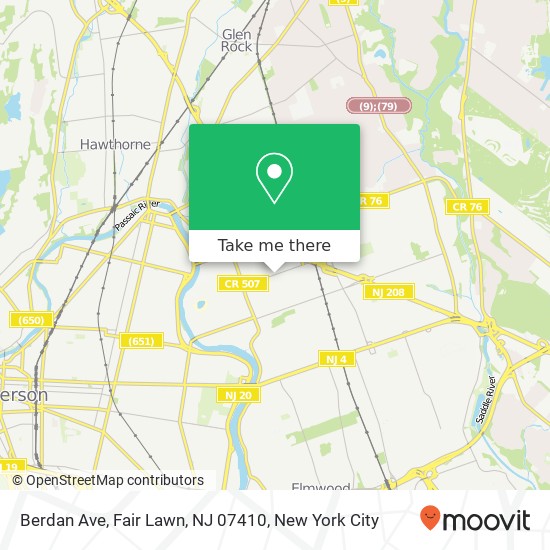Mapa de Berdan Ave, Fair Lawn, NJ 07410