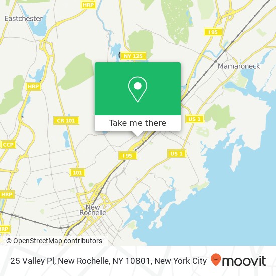 Mapa de 25 Valley Pl, New Rochelle, NY 10801