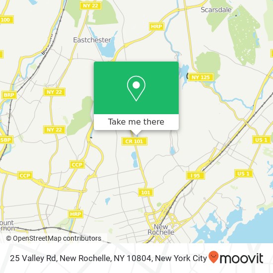 Mapa de 25 Valley Rd, New Rochelle, NY 10804