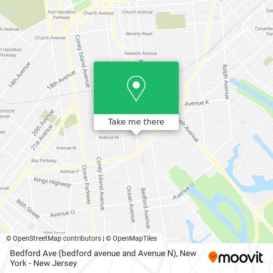 Bedford Ave (bedford avenue and Avenue N) map