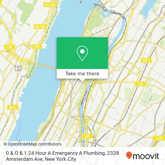 Mapa de 0 & O & 1 24 Hour A Emergency A Plumbing, 2328 Amsterdam Ave