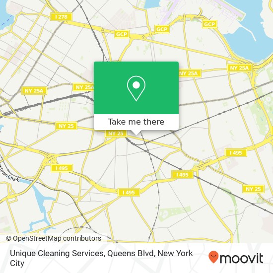 Mapa de Unique Cleaning Services, Queens Blvd