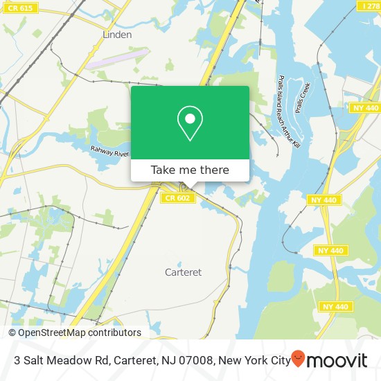Mapa de 3 Salt Meadow Rd, Carteret, NJ 07008