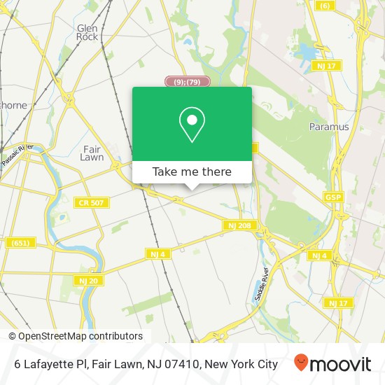 Mapa de 6 Lafayette Pl, Fair Lawn, NJ 07410