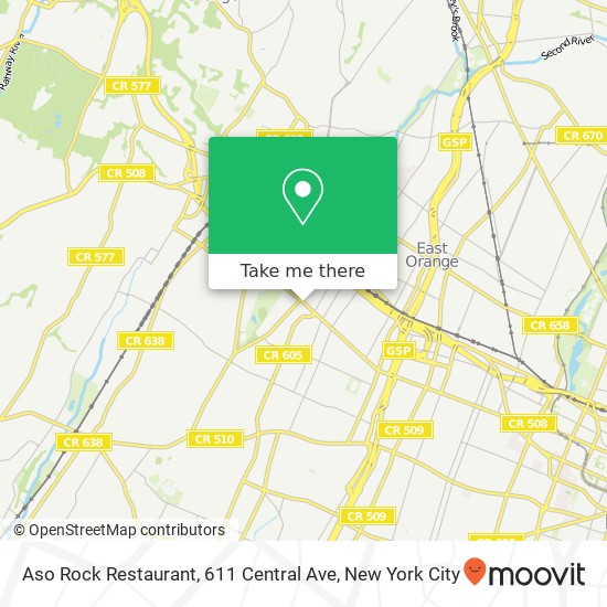 Mapa de Aso Rock Restaurant, 611 Central Ave