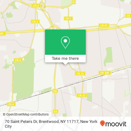 Mapa de 70 Saint Peters Dr, Brentwood, NY 11717