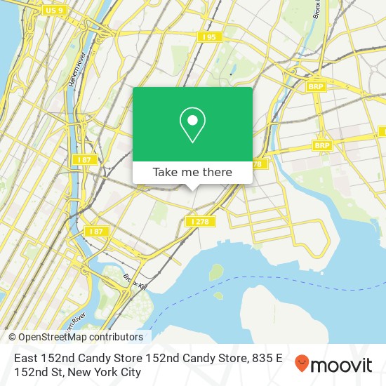 Mapa de East 152nd Candy Store 152nd Candy Store, 835 E 152nd St