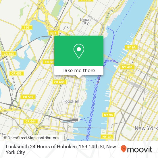 Locksmith 24 Hours of Hoboken, 159 14th St map