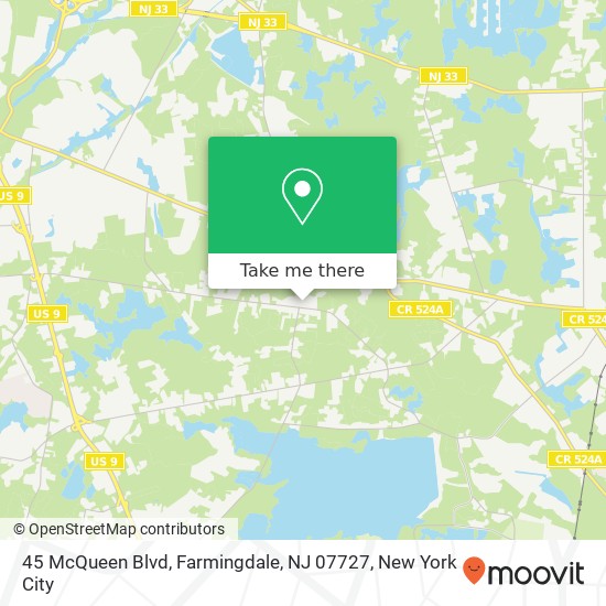 Mapa de 45 McQueen Blvd, Farmingdale, NJ 07727