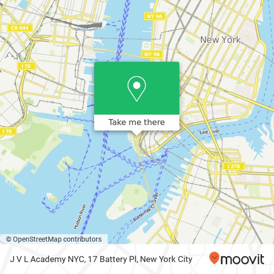 Mapa de J V L Academy NYC, 17 Battery Pl