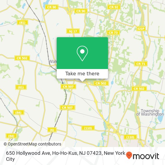 Mapa de 650 Hollywood Ave, Ho-Ho-Kus, NJ 07423