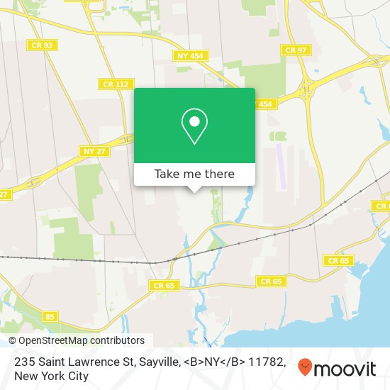 Mapa de 235 Saint Lawrence St, Sayville, <B>NY< / B> 11782