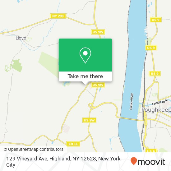 Mapa de 129 Vineyard Ave, Highland, NY 12528