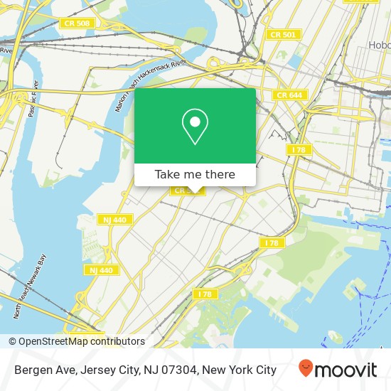 Mapa de Bergen Ave, Jersey City, NJ 07304
