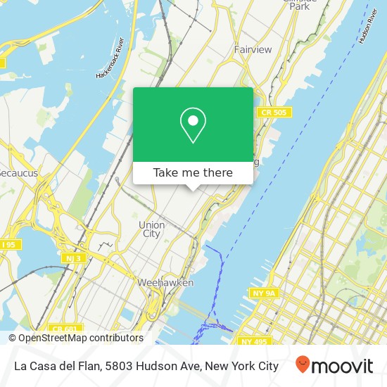 Mapa de La Casa del Flan, 5803 Hudson Ave