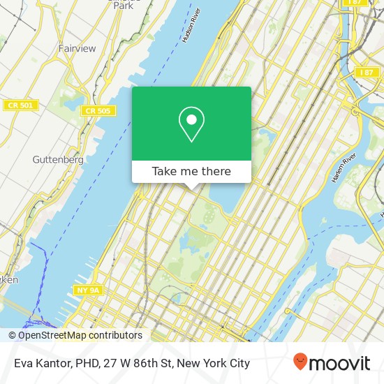 Mapa de Eva Kantor, PHD, 27 W 86th St
