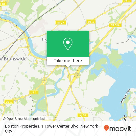 Mapa de Boston Properties, 1 Tower Center Blvd