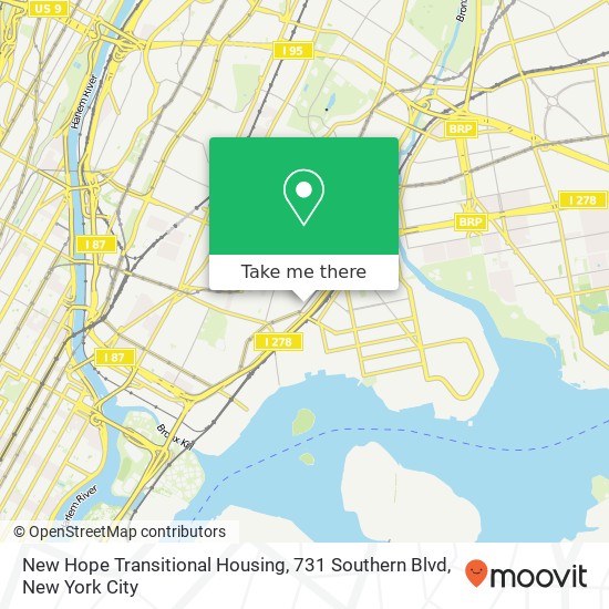 Mapa de New Hope Transitional Housing, 731 Southern Blvd