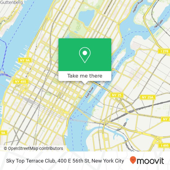 Mapa de Sky Top Terrace Club, 400 E 56th St