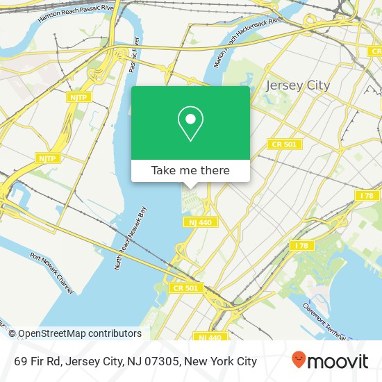 Mapa de 69 Fir Rd, Jersey City, NJ 07305