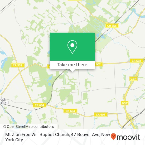 Mapa de Mt Zion Free Will Baptist Church, 47 Beaver Ave